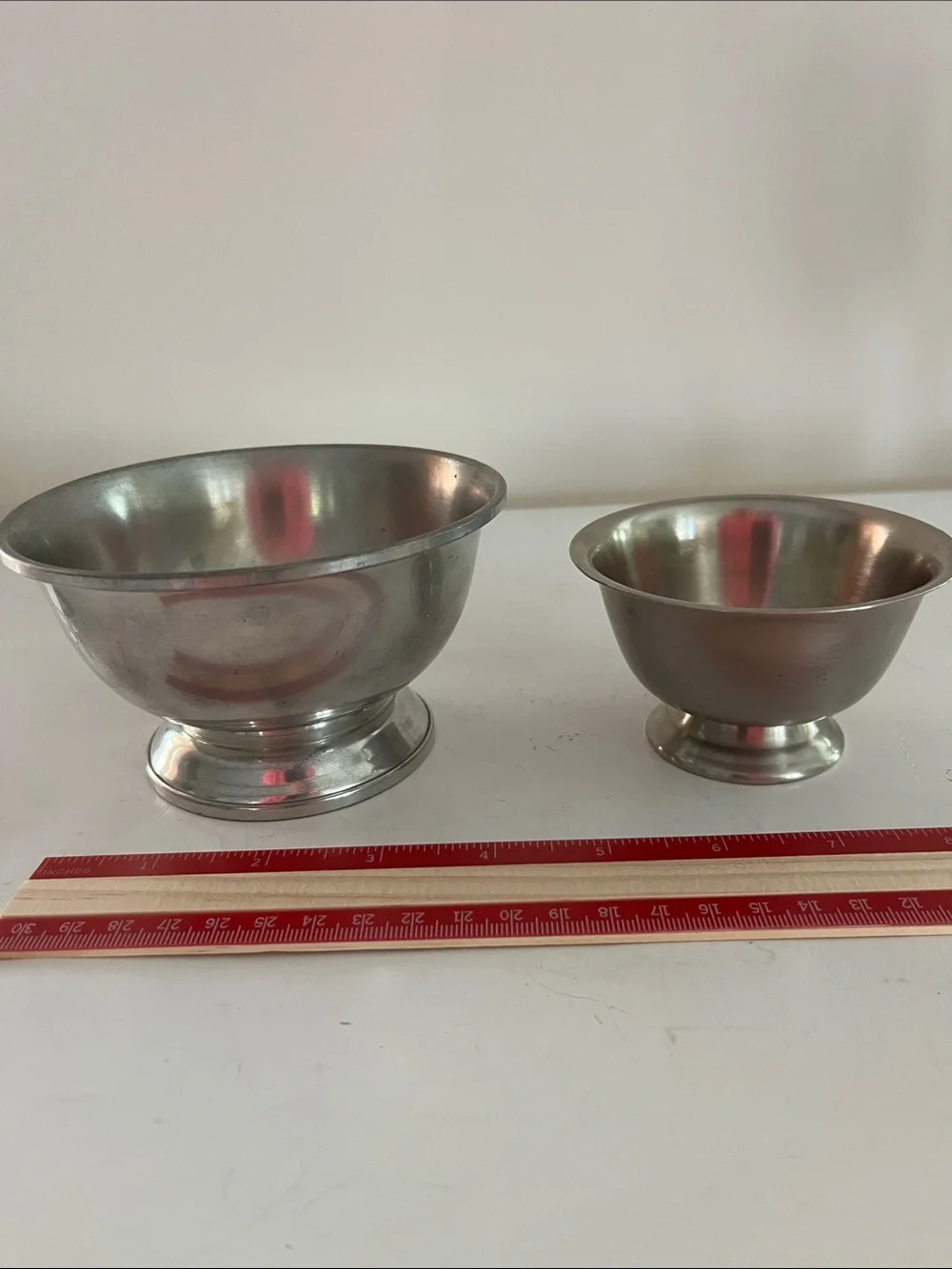 Set of 2 pewter Revere style reproduction bowls  EB Rogers Silver Co /Woodbury